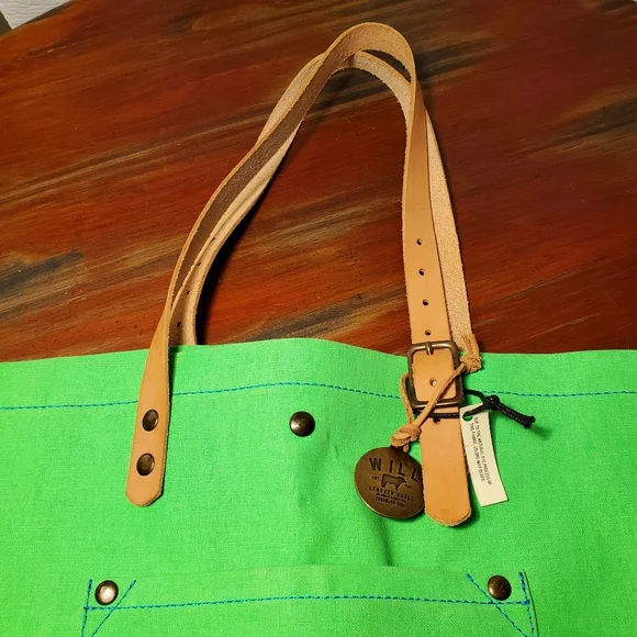 WILL Leather Goods Mint Green Canvas Tote Shoulder Bag - Picture 2 of 5